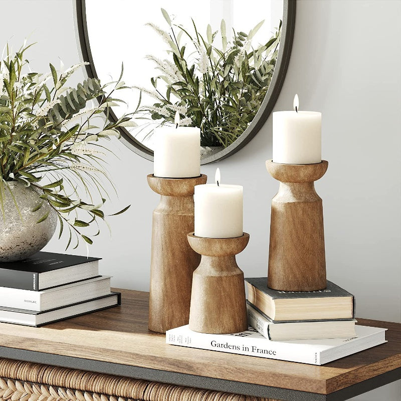 Zenji Wooden Elegance - Kaarsenhouder